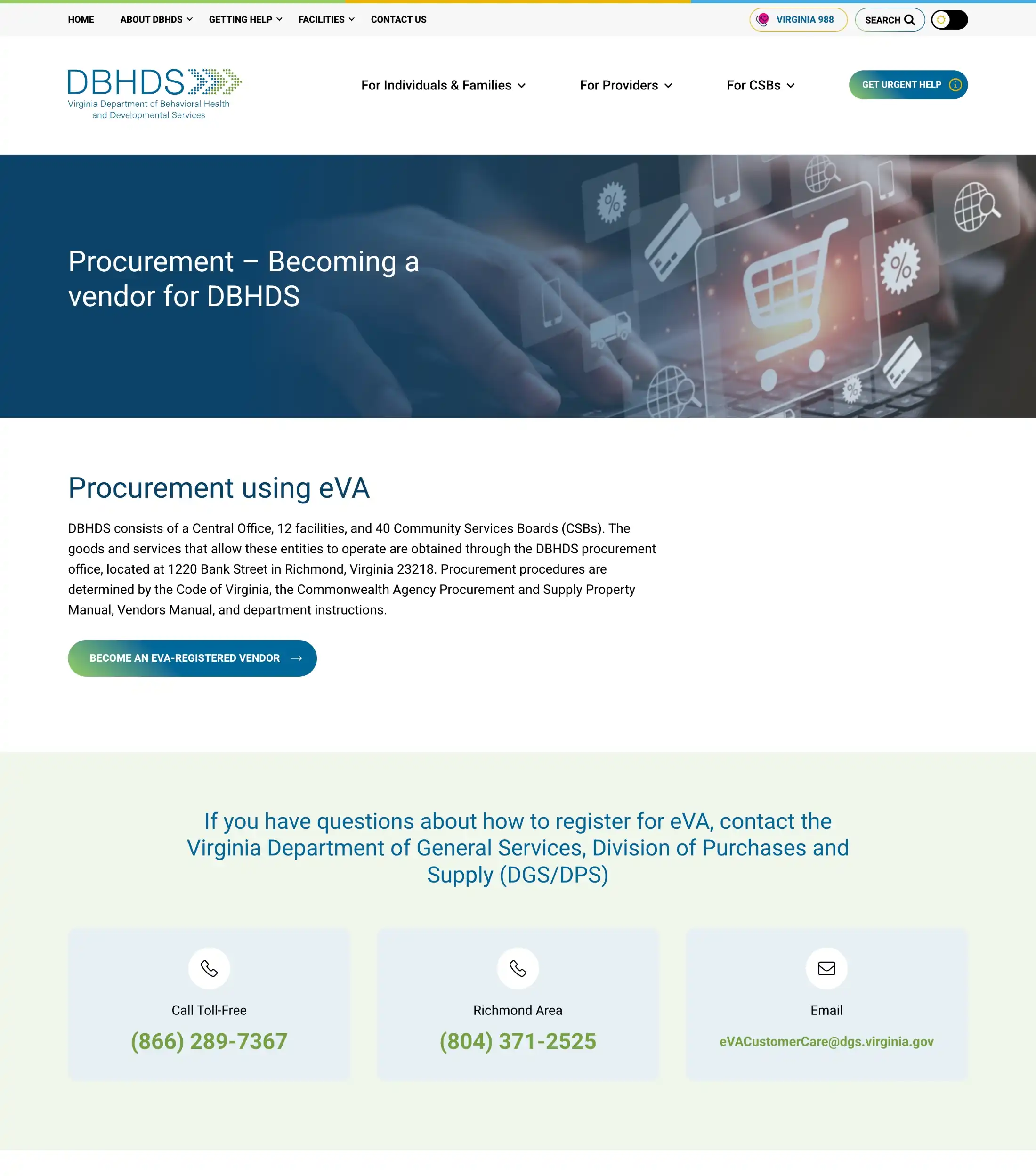 DBHDS Procurement Page