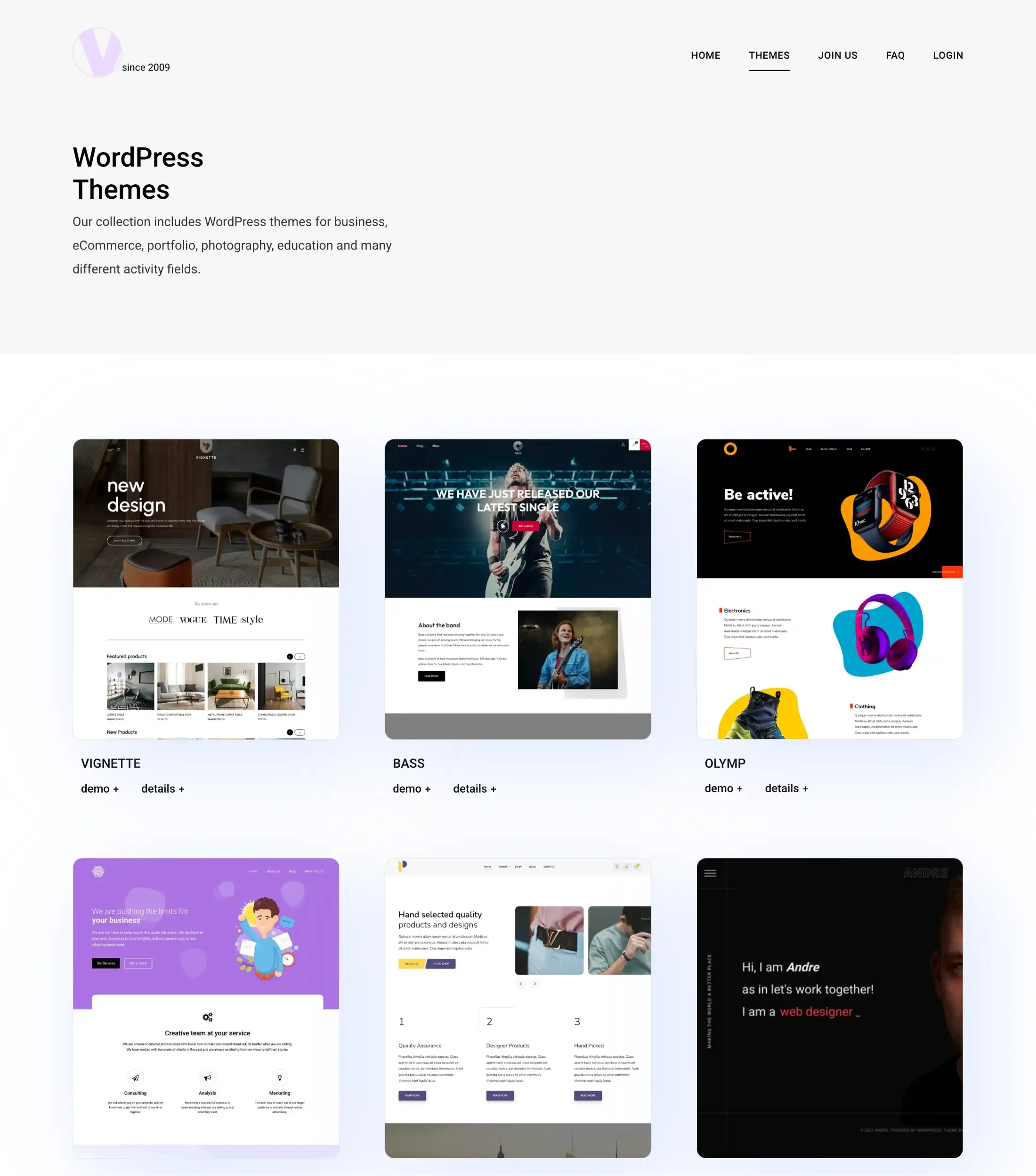 Viva Themes page
